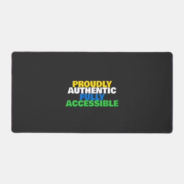 Custom Disability Pride Typography Black Desk Mat  (Front)