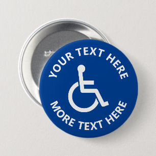 Custom disability sign wheelchair icon pinback button