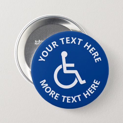 Custom disability sign wheelchair icon pinback button