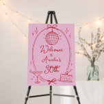 Custom Disco 30th Birthday Welcome Sign<br><div class="desc">Celebrate a milestone in style with this custom disco-themed welcome sign for a 30th birthday party. Featuring a chic martini glass, cake, and a dazzling disco ball, this poster adds a fun and personalized touch to any celebration. Customize the name and age to make the birthday truly unique. Perfect for...</div>