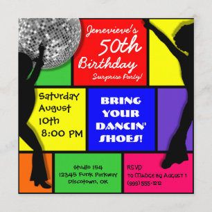 Custom Disco Birthday Party Invitations