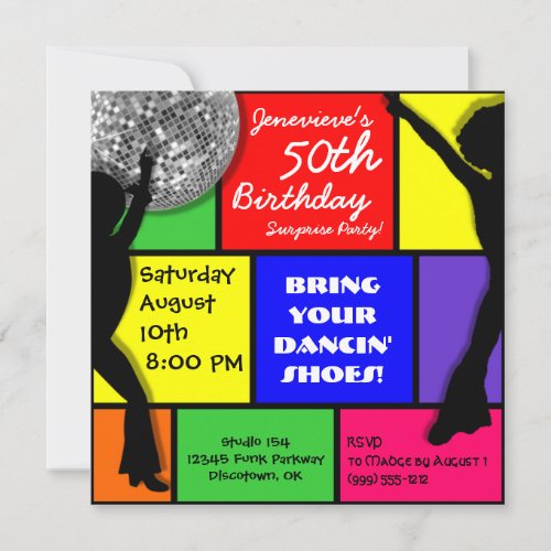 Custom Disco Birthday Party Invitations