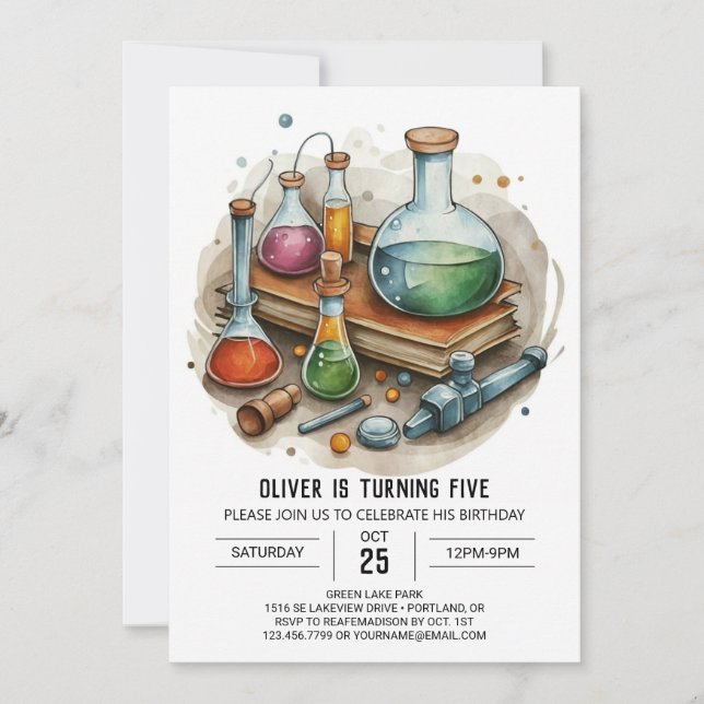 Custom Discovery Experiment Scientist Birthday Invitation (Front)