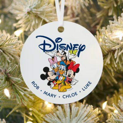 Custom Disney Characters Family Christmas Metal Ornament