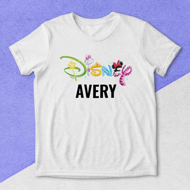 Custom Disney Logo | Girl Characters Tri-Blend Shirt (Shirt on background)