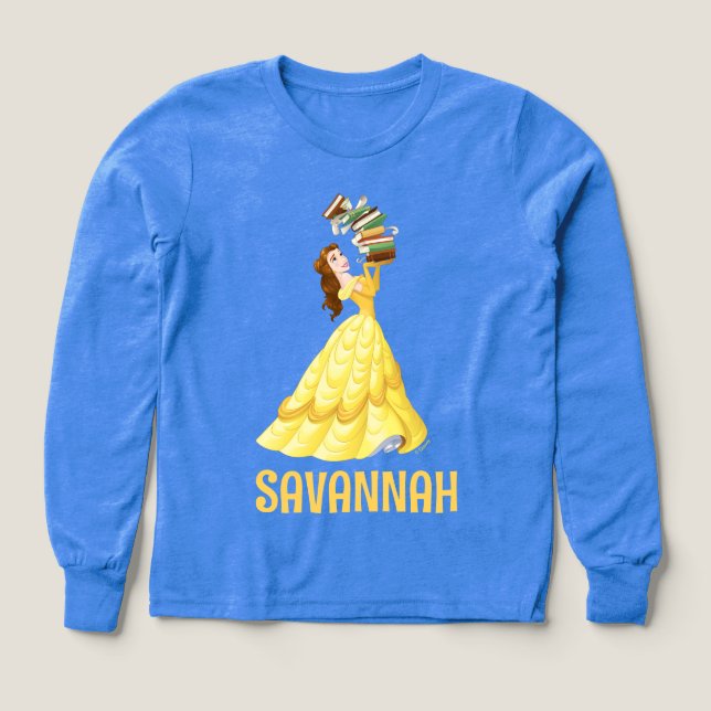 Custom Disney Princess Belle | Stack Of Books Tri-Blend Shirts (Design Front)