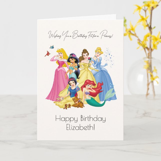 Custom Disney Princess Birthday Card (Yellow Flower)