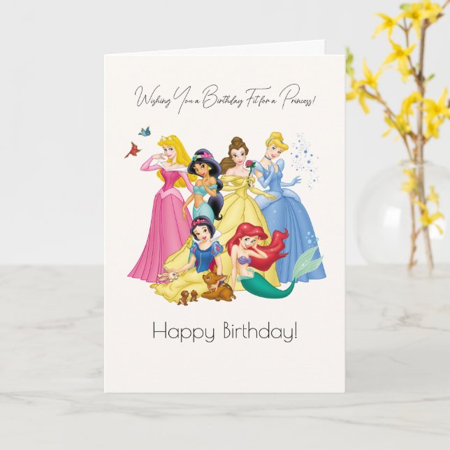 Custom Disney Princess Birthday Card (Yellow Flower)
