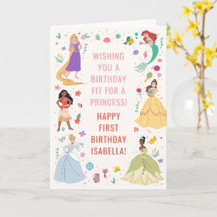 Custom Disney Princess Birthday Floral Collage Card