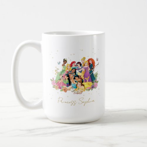 Custom Disney Princess Gold Floral Coffee Mug