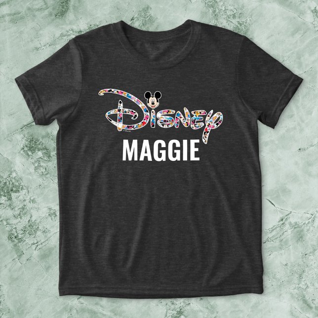 Custom Disney's Mickey & Friends Pattern Logo Tri-Blend Shirt (Shirt on background)