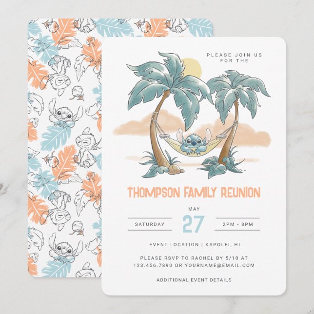 Custom Disney's Stitch Tropical Family Reunion Invitation (Front/Back)