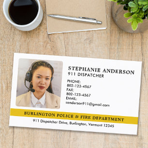 Custom Dispatcher 911 Emergency Services Photo  Business Card