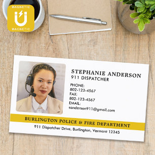 Custom Dispatcher 911 Emergency Services Photo Business Card Magnet