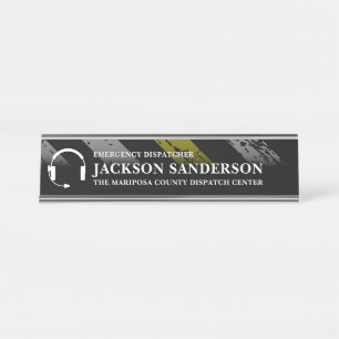 Custom Dispatcher Emergency Services Employee Logo Desk Name Plate