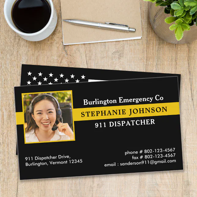 Dispatch Run Card Design Custom Dispatcher Photo Gold Emergency Services Business Card | Zazzle