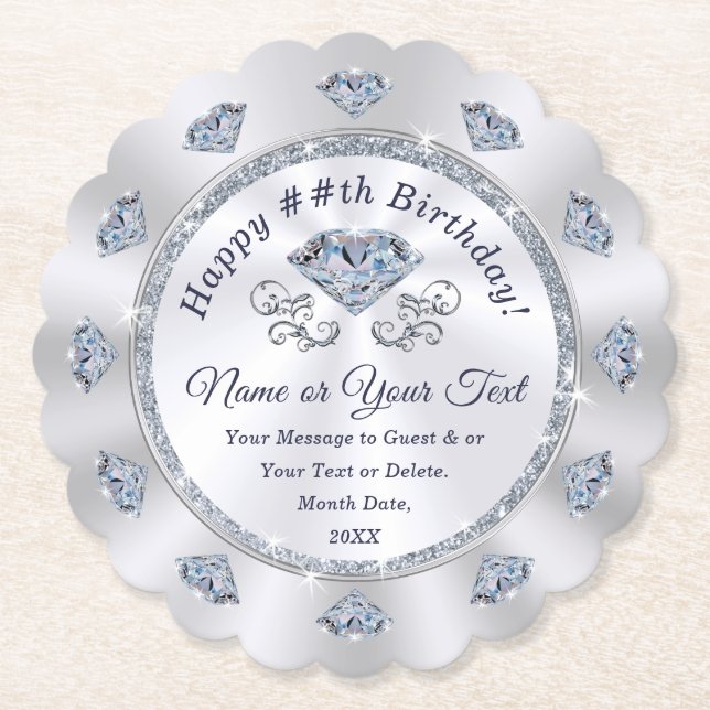 Custom Disposable Coasters, Birthday, Anniversary Paper Coaster (Front)