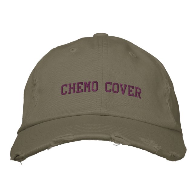 Custom Distressed Baseball Cap Chemo Cover, (Front)