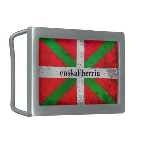 Custom distressed Basque Country flag Ikurria Belt Buckle