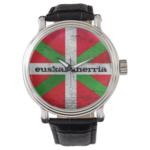 Custom distressed Basque Country flag Ikurria Watch