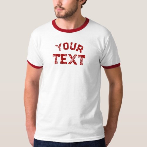 Custom Distressed Font Text Mens Basic Ringer T_Shirt
