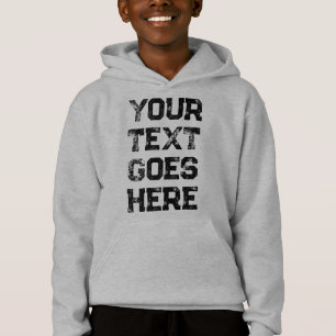 Custom Distressed Text Font & Color Boys Kids Hoodie