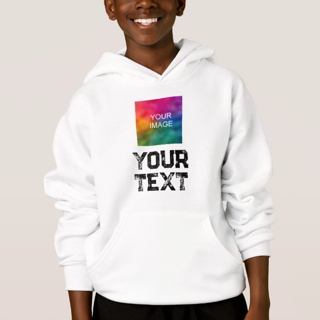 Custom Distressed Text Image Template Kids Boys Hoodie (Front)