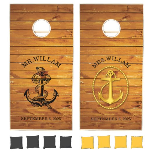 Custom Distressed Wood Anchor Nautical Themed  Cor
