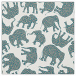 Custom Ditzy Paisley Elephants on White Pattern Fabric
