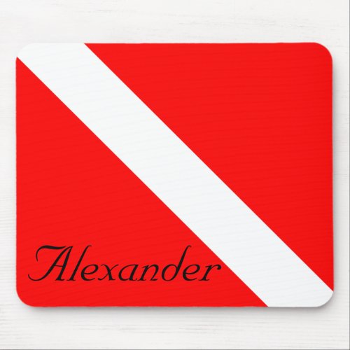 Custom Diver Down SCUBA Flag Red and White Square  Mouse Pad