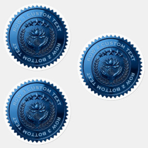 Custom DIY 3D Blue foil Reiki Master seal stickers