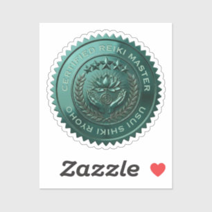 Custom DIY 3D Green foil Reiki Master seal sticker