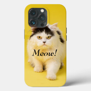 Custom DIY Adorable cute cat Meow chic yellow iPhone 13 Pro Case