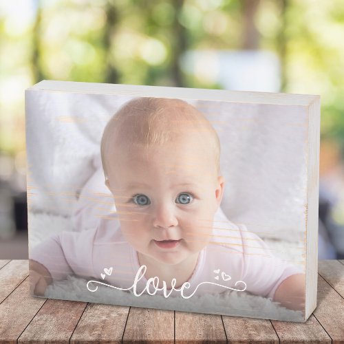 Custom DIY Baby Photo Love Calligraphy Keepsake Wooden Box Sign