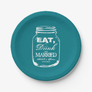Custom DIY mason jar wedding garden party plates
