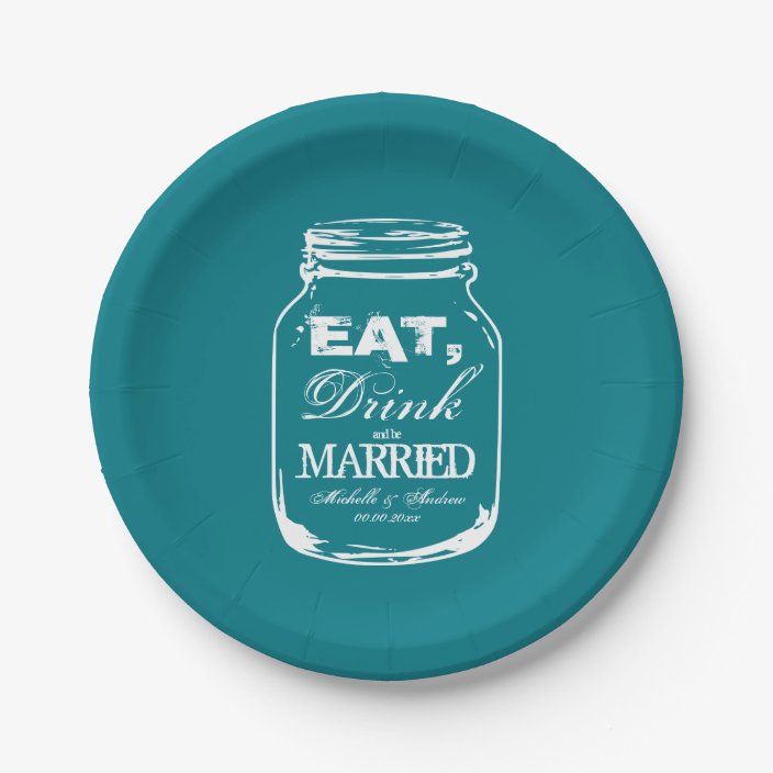 Custom DIY mason jar wedding garden party plates
