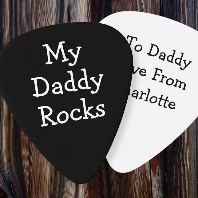 Custom DIY Personalized Rocks Guitar Pick (Custom DIY Personalized Rocks Guitar Pick by Ricaso. Add your own text. My Daddy rocks, father's day)