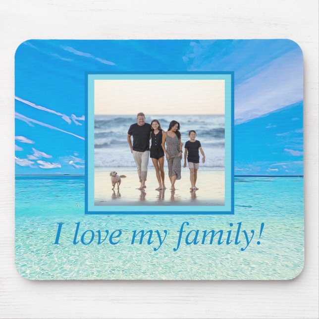 Custom DIY Photo Personalized Beach Love My Family Mouse Pad (Front)