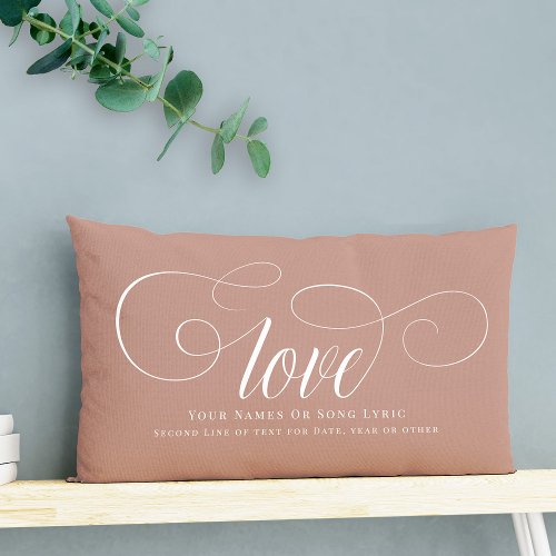 Custom DIY Script Calligraphy Love Couple Keepsake Lumbar Pillow