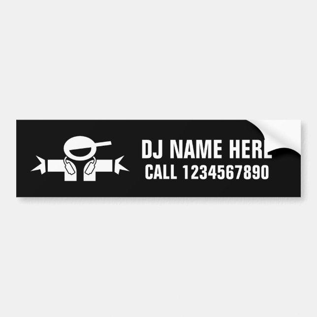 Custom DJ Disk Jockey bumper stickers for deejay (Front)