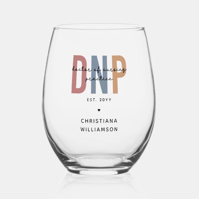 Custom DNP Doctor of Nursing Practice Graduation  Stemless Wine Glass (Front)