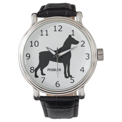 CUSTOM Doberman Pinscher Dog Silhouette Watch