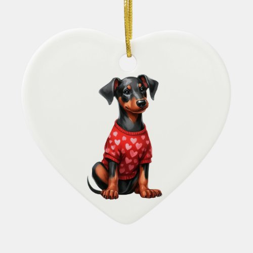 Custom Doberman Pinscher Dog Valentine Ceramic Ornament