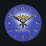 Custom Doctor Medical Clinic Clock<br><div class="desc">A very pretty blue and gold look medical symbol clock. Makes a great gift for doctors.</div>