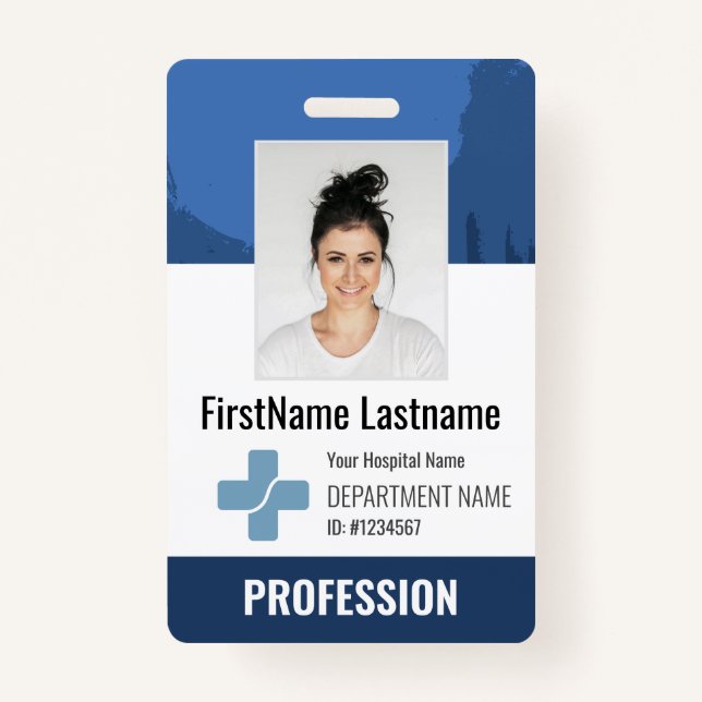 Custom Doctor, Nurse, Health Aide Photo ID Badge (Front)