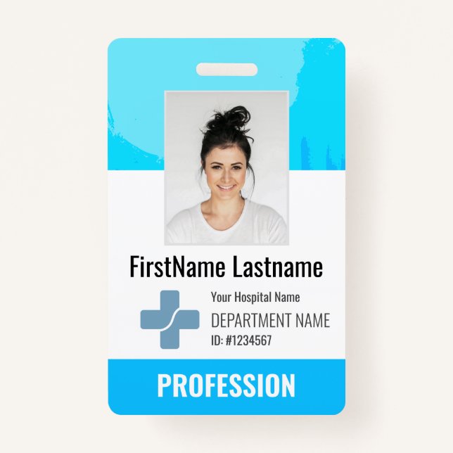 Custom Doctor, Nurse, Health Aide Photo ID Badge (Front)