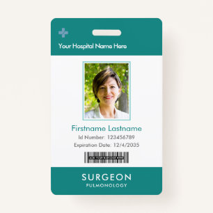 Custom Doctor Photo Logo Bar Code Name Badge