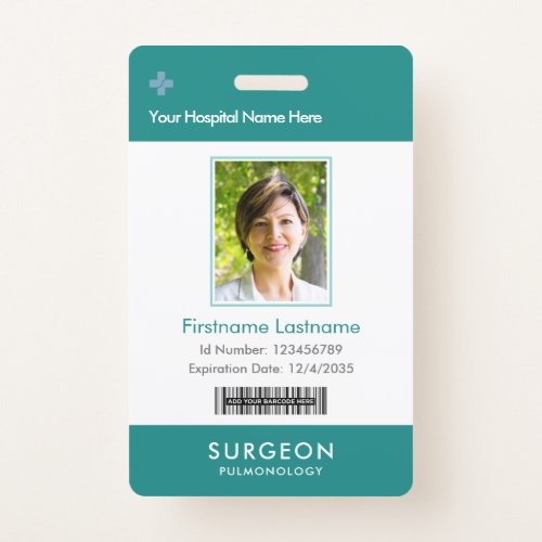 Custom Doctor Photo Logo Bar Code Name Badge