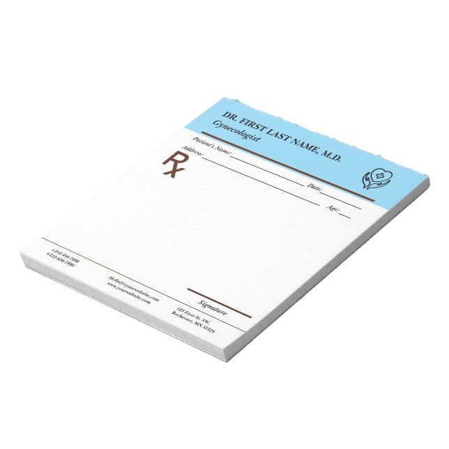 Custom Doctor Prescription Notepad Editable RX Pad (Rotated)