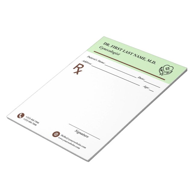 Custom Doctor Prescription Notepad Editable RX Pad (Angled)